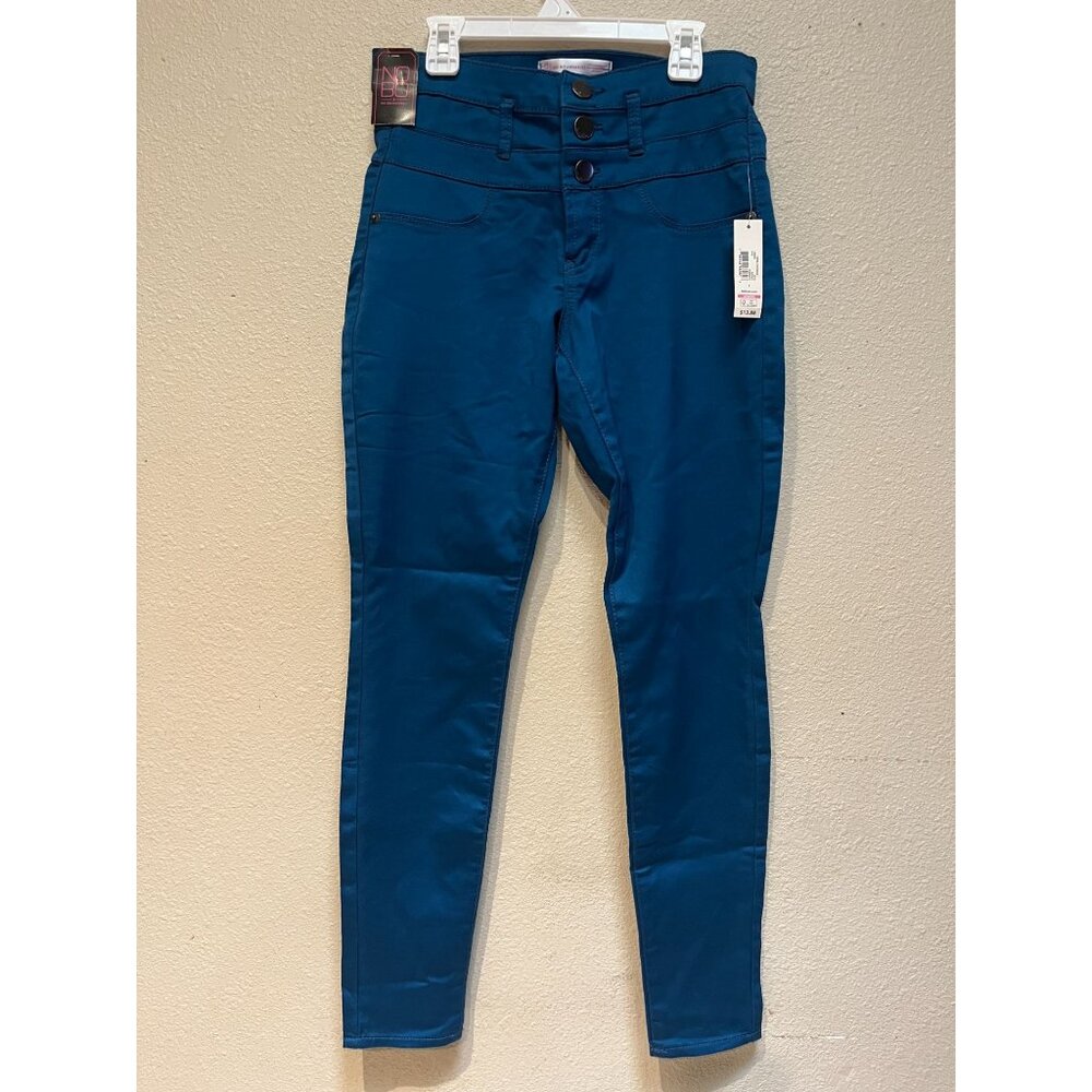 No Boundaries Womens High-Rise Skinny Jeans Size 7 Teal 57% Cotton 40% Polyester
